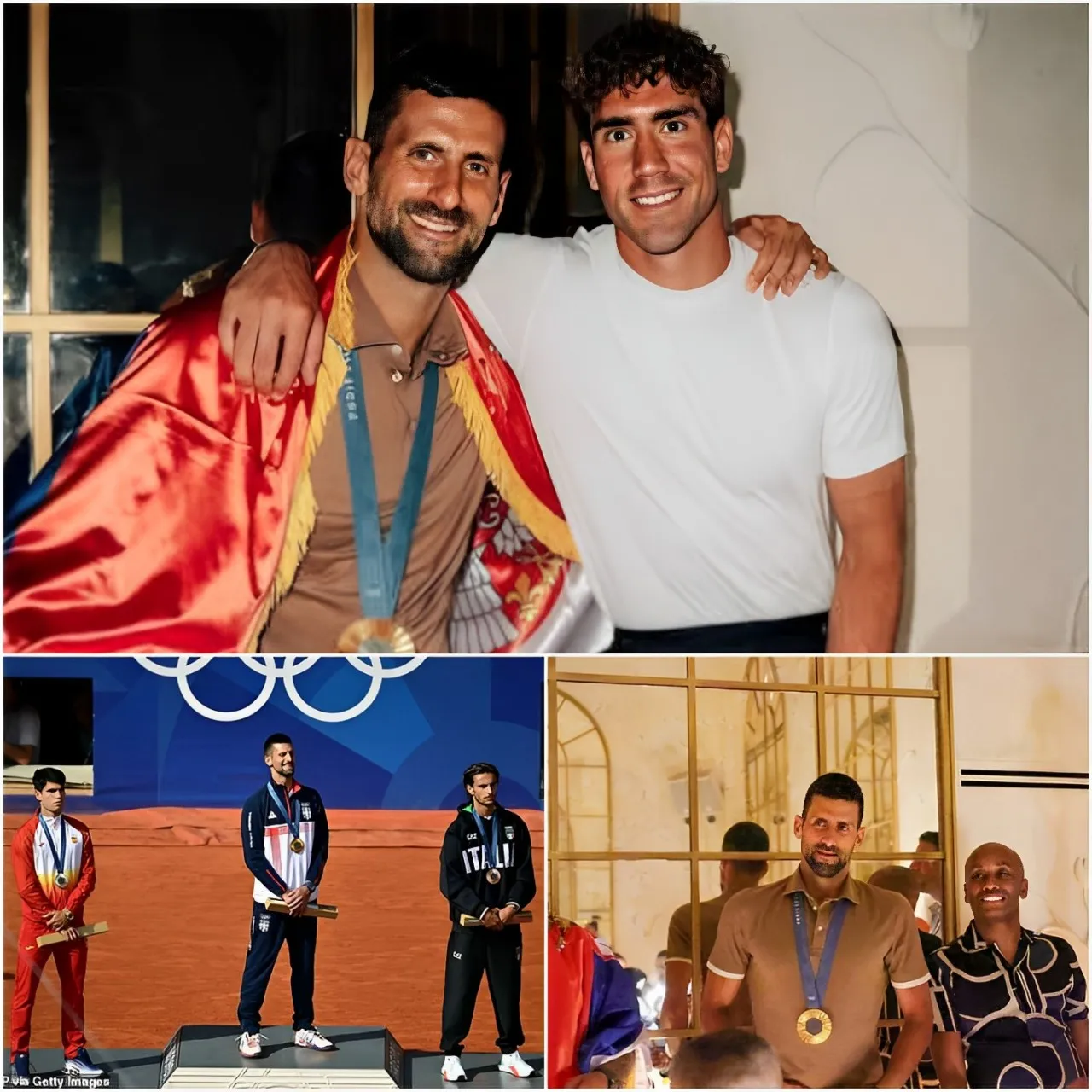 Novak Djokovic Shows Off Olympic Gold Medal During Paris Night Out With