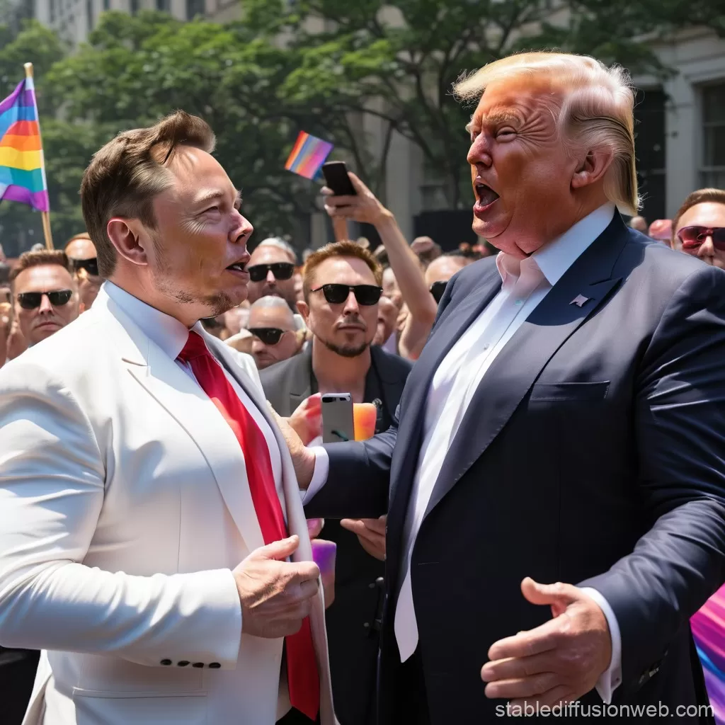 Trump and Elon Musk at a Gay Pride Event | Stable Diffusion Online