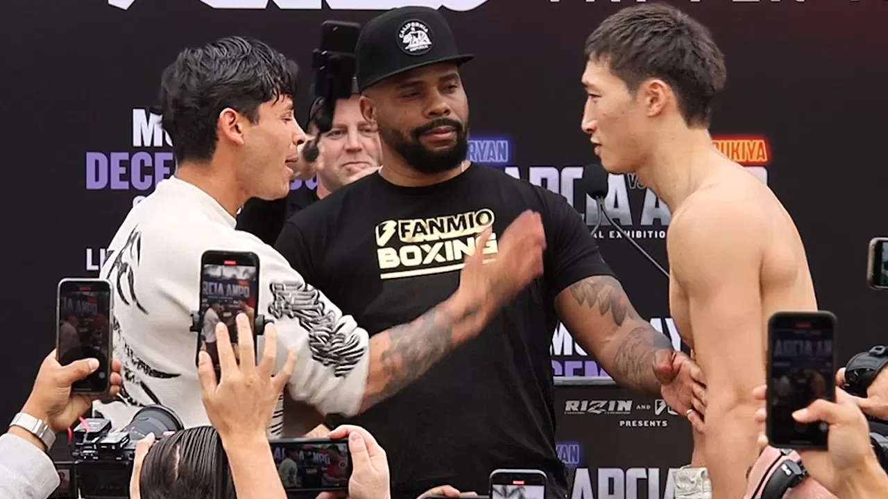 Ryan Garcia boxing comeback FACE OFF! Headbutts Rukiya Anpo & throws punch!