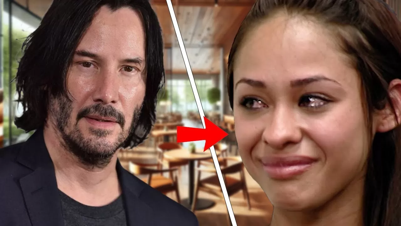 Eine arme Kellnerin bedient Keanu Reeves, sieht einen Schuldschein auf dem Scheck und bricht in Tränen aus ... - YouTube