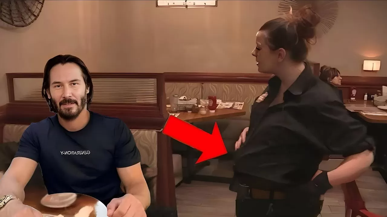 Keanu Reeves notices a pregnant waitress working hard at a restaurant, and her act will shock you...