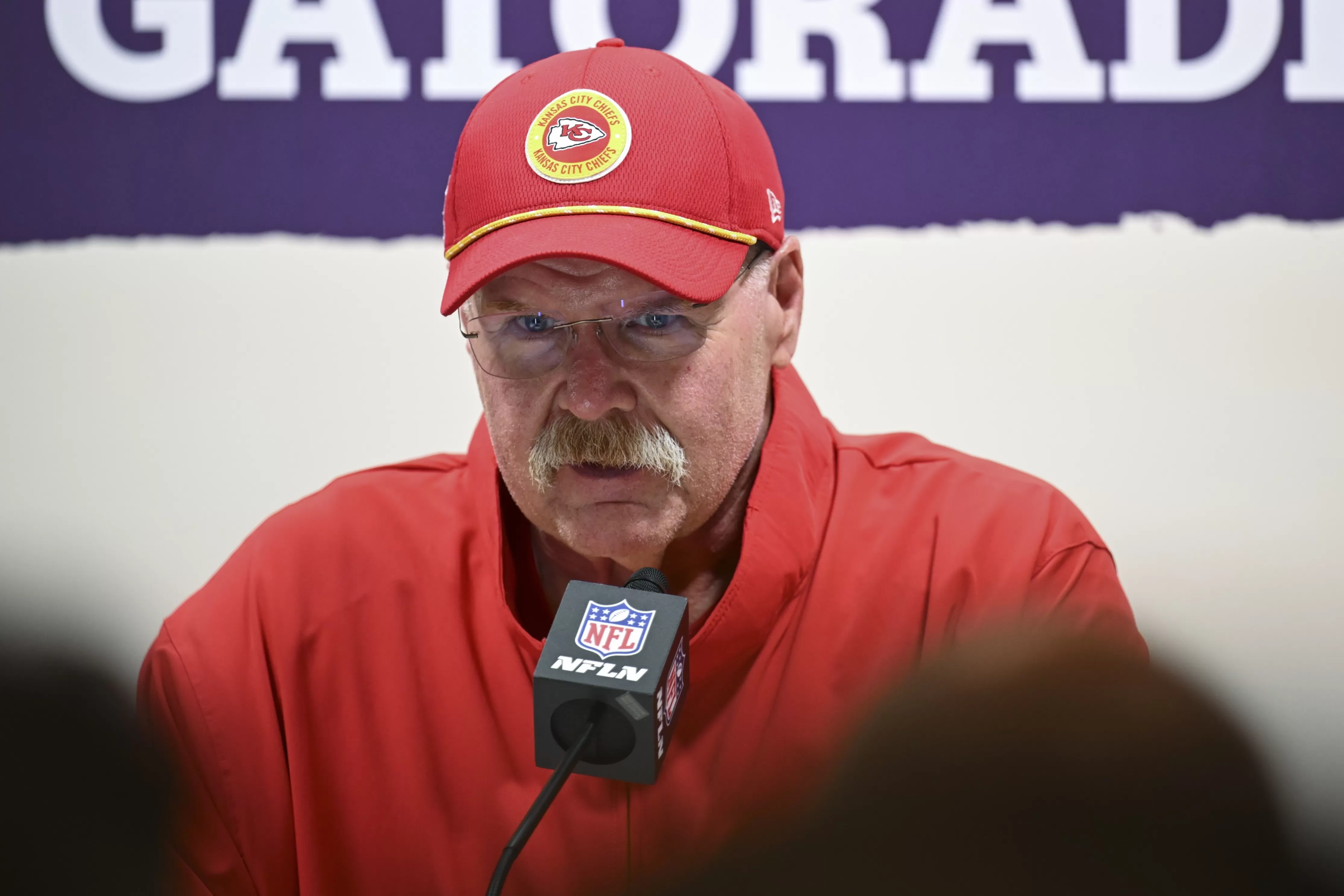 Andy Reid, Kansas City Chiefs head coach, at a press conference.