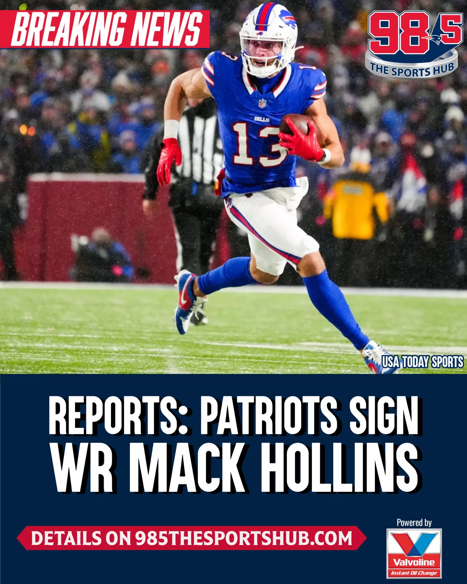 98.5 The Sports Hub on X: "The Patriots sign WR Mack Hollins to a ...