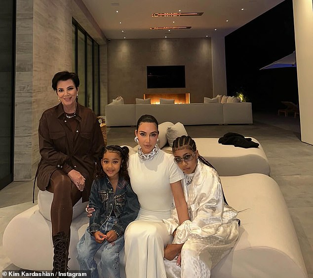 In another picture, Kris Jenner stepped in and flashed a cheerful smile with her daughter and grandchildren while sporting a dark brown ensemble as well as laced boots