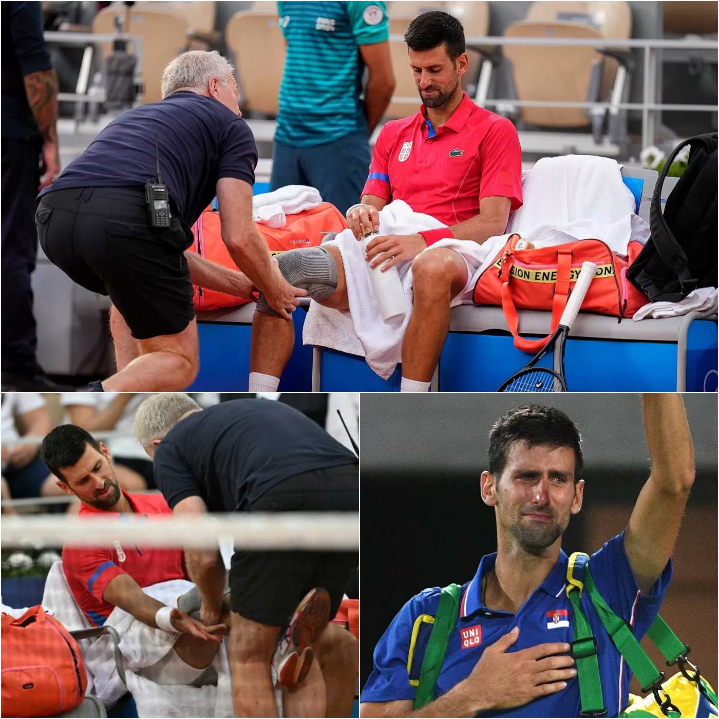 Djokovic burst into tears when he could not continue the remaining