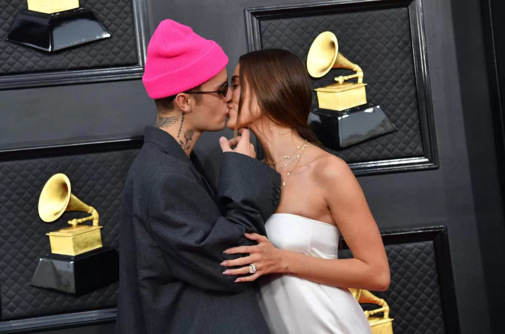 The couple (pictured above at the 2022 Grammys) is reportedly “overjoyed” by their son’s arrival. AFP via Getty Images