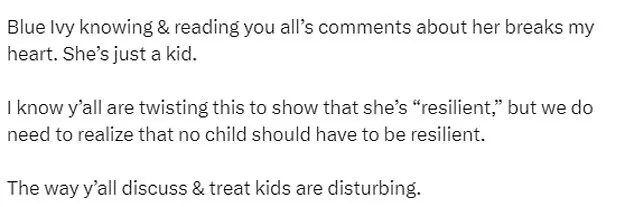 'She's just a kid': Fans were quick to jump to Blue Ivy's defence after hearing Beyoncé revelation, adding a child should not have to use 'trauma as fuel'