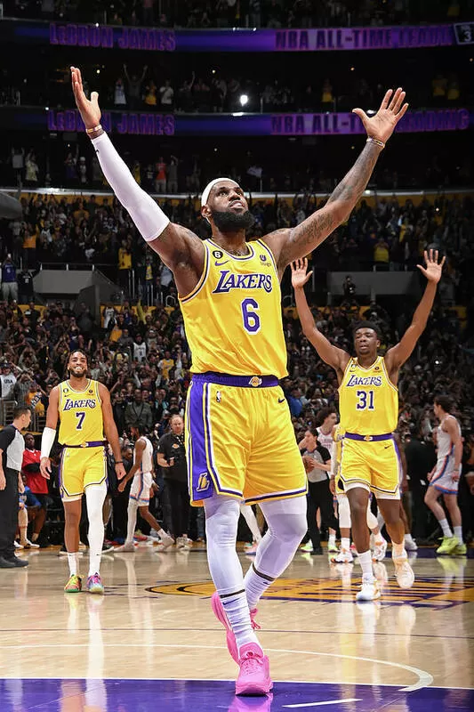 LeBron James Celebrates After Breaking the All-Time Scoring Record Poster  by Andrew D. Bernstein - Fine Art America