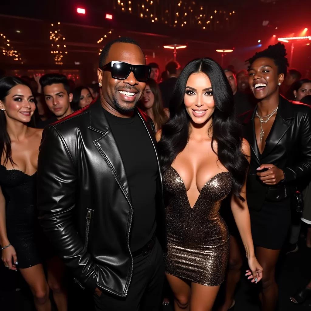 Kim Kardashian et Diddy dans une boîte de nuit branchée d'Hollywood | Stable Diffusion