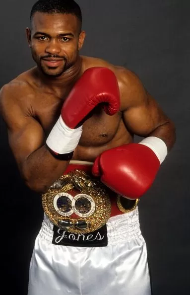 Roy Jones Jr. poses for a portrait with his belt in 1996 in New York....