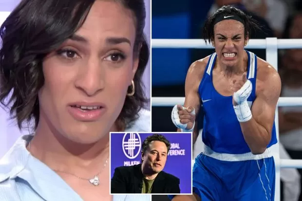 Moment Olympic gender row boxer Imane Khelif breaks down in tears on TV as  she hits out at 'cruel' Elon Musk | The Sun