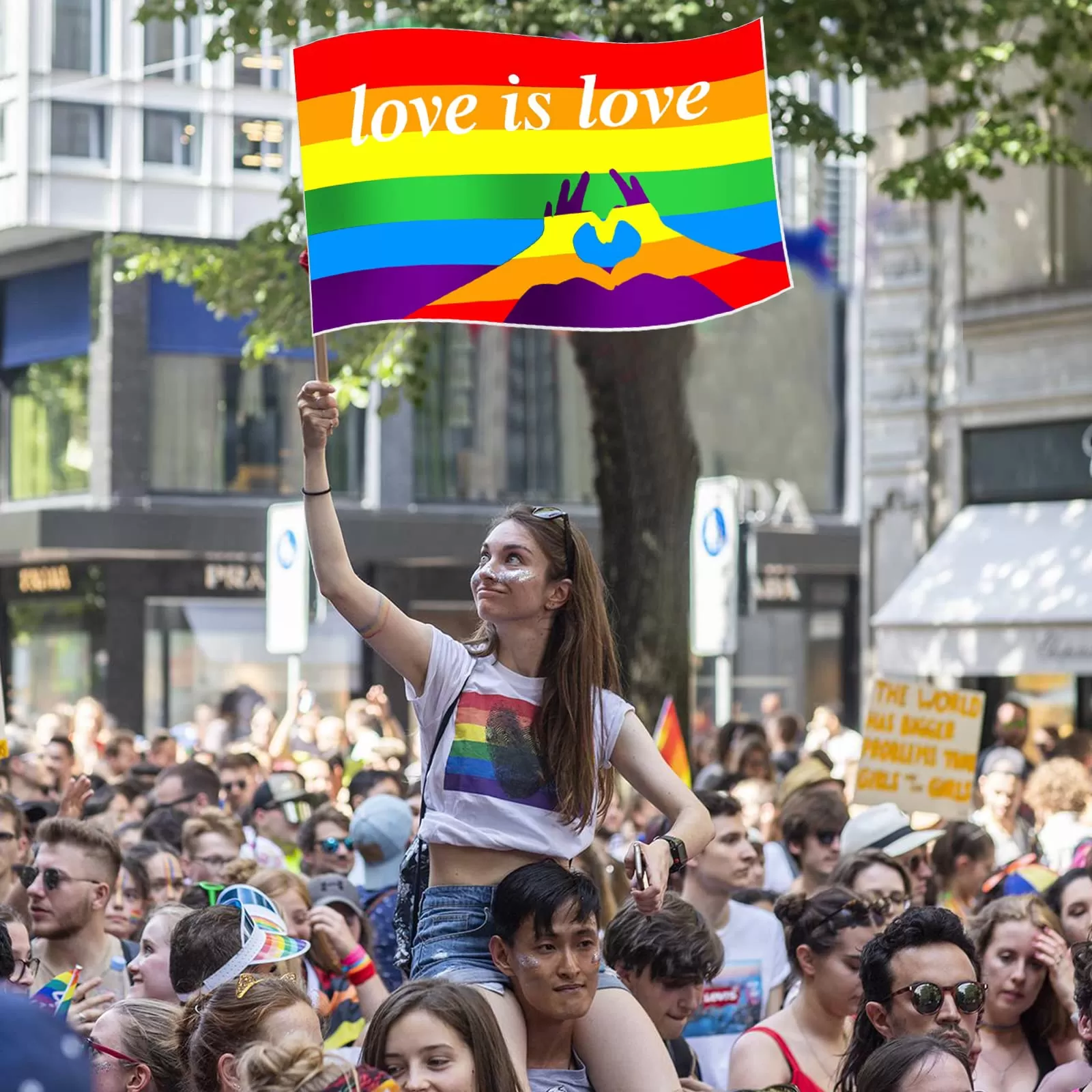 Rainbow Gay Pride Flag LGBT Rainbow Flag Banner with letter LOVE IS LOVE  Colorful Stripes Festival Carnival Banners for Gay Lesbian Outdoor Cosplay  Party Celebration Decoration : Amazon.com.au: Toys & Games