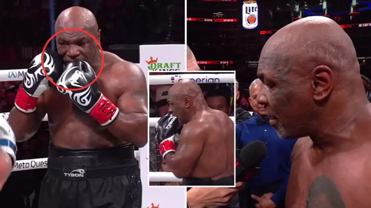 Why does Mike Tyson bite his glove? Here's what he said after Jake Paul  fight - YouTube