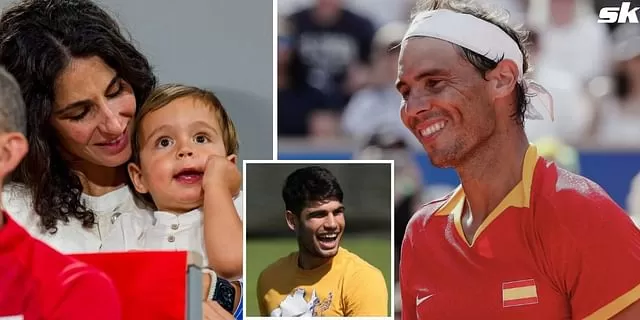 WATCH: Rafael Nadal's baby son gives him a tight hug in adorable father-son  moment as Carlos Alcaraz watches on at Paris Olympics