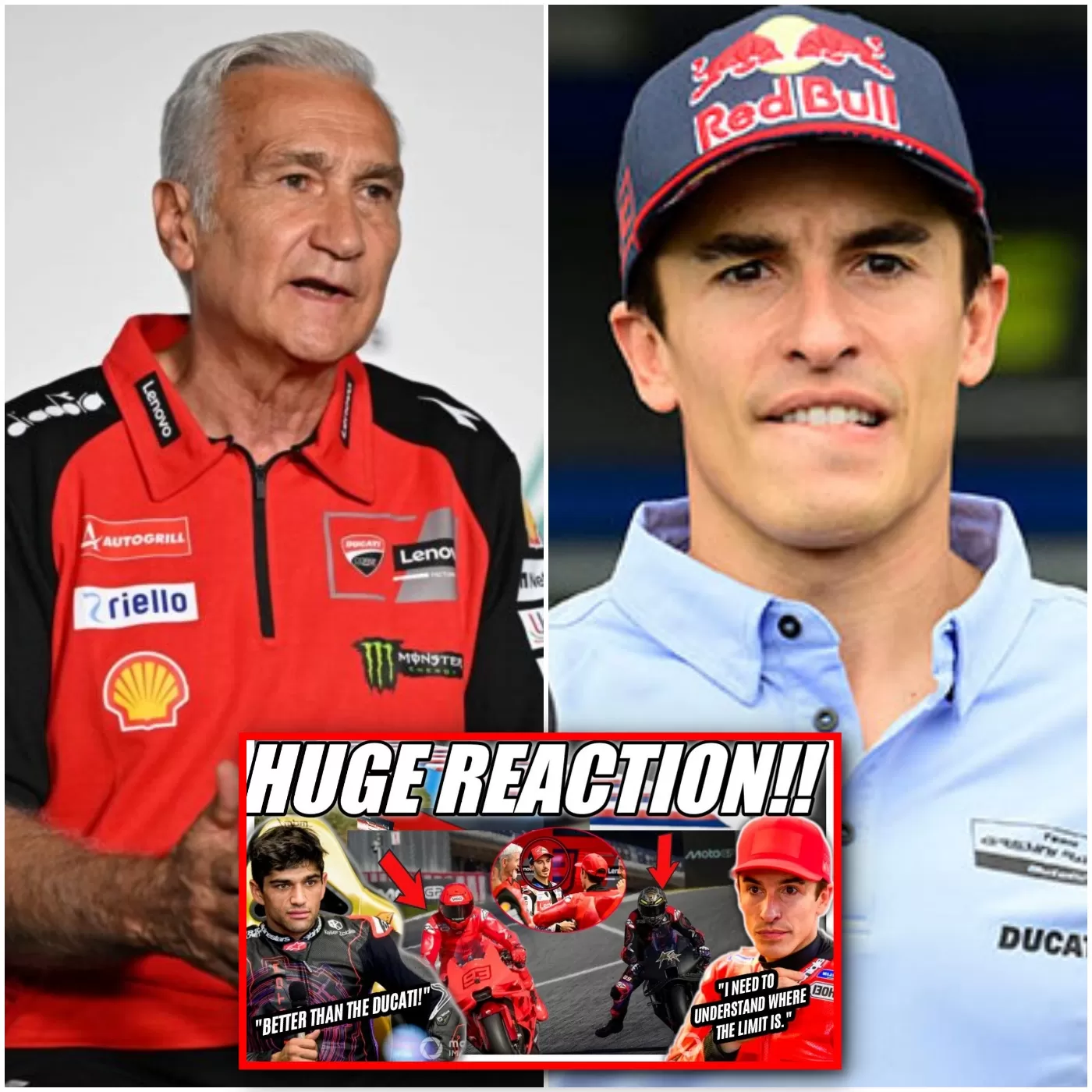 Cover Image for La risposta scioccante di Davide Tardozzi al primo confronto tra Marc Marquez e Jorge Martin dopo il test di Barcellona!