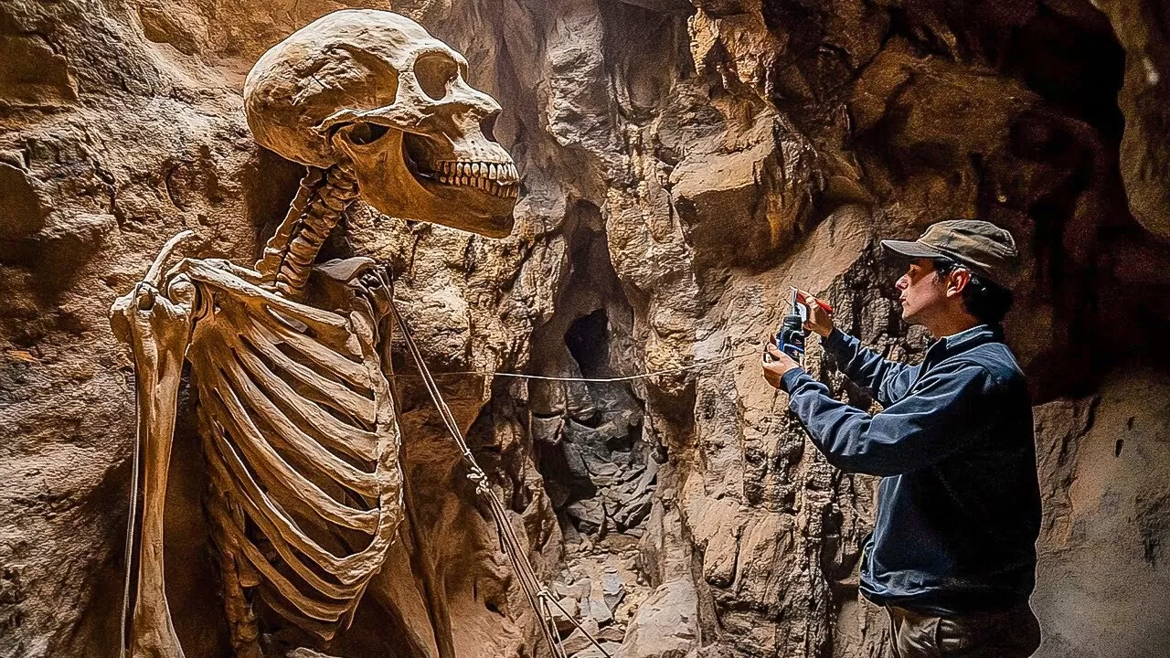 Un arqueólogo perdido encuentra esqueletos gigantes en una cueva remota - YouTube