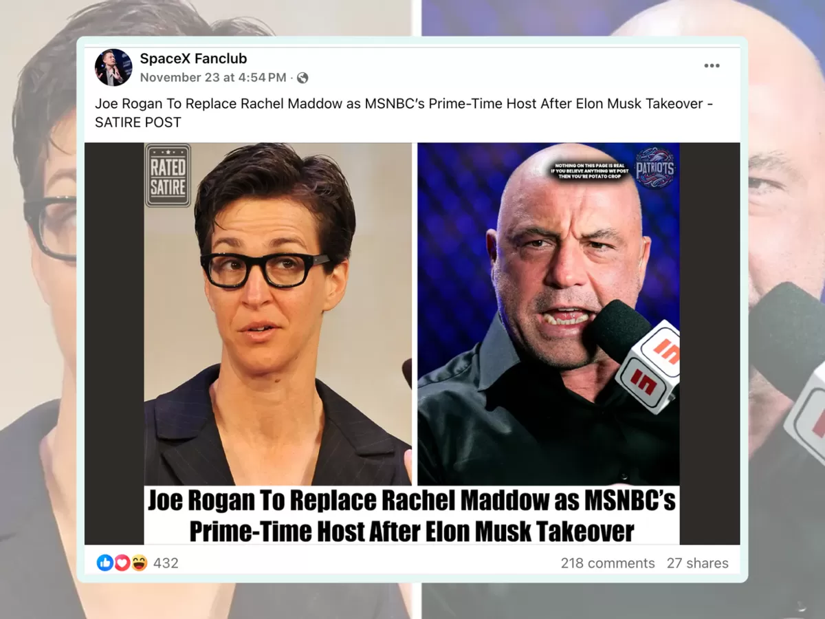 Joe Rogan to Replace Rachel Maddow at MSNBC After Musk's Alleged Takeover?  | Snopes.com