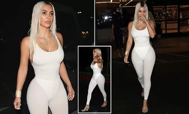 Kim Kardashian accused of copying Bianca Censori AGAIN as she turns heads at LA grocery store in a leotard and tights | Daily Mail Online