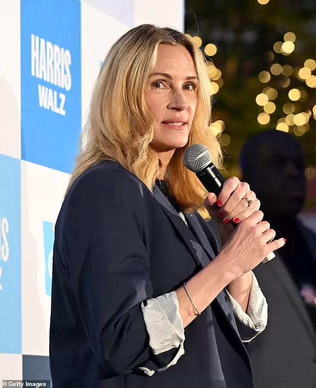 Julia Roberts champions for women's reproductive rights at Harris ...