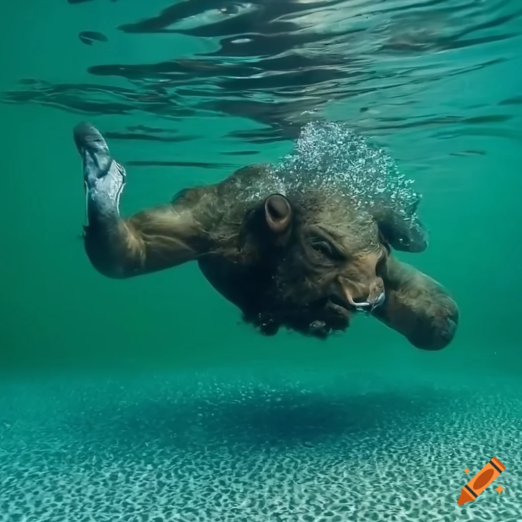 Image of a swimming minotaur on Craiyon