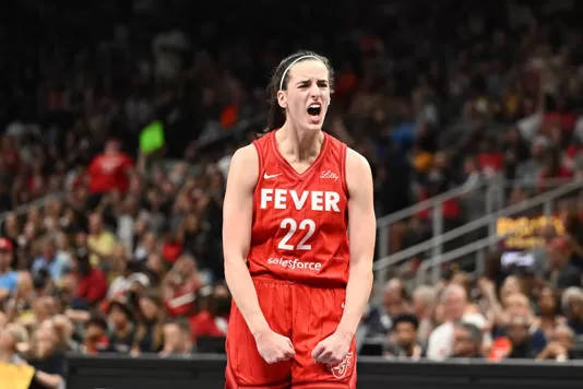 Caitlin Clark #22 of the Indiana Fever reacts against the Atlanta Dream on August 26, 2024. Getty Images