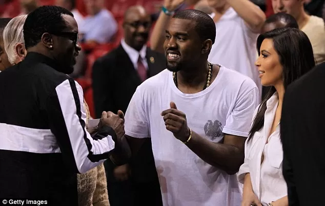 Kanye West and Kim Kardashian run into P. Diddy while watching the Knicks  in Miami | Daily Mail Online