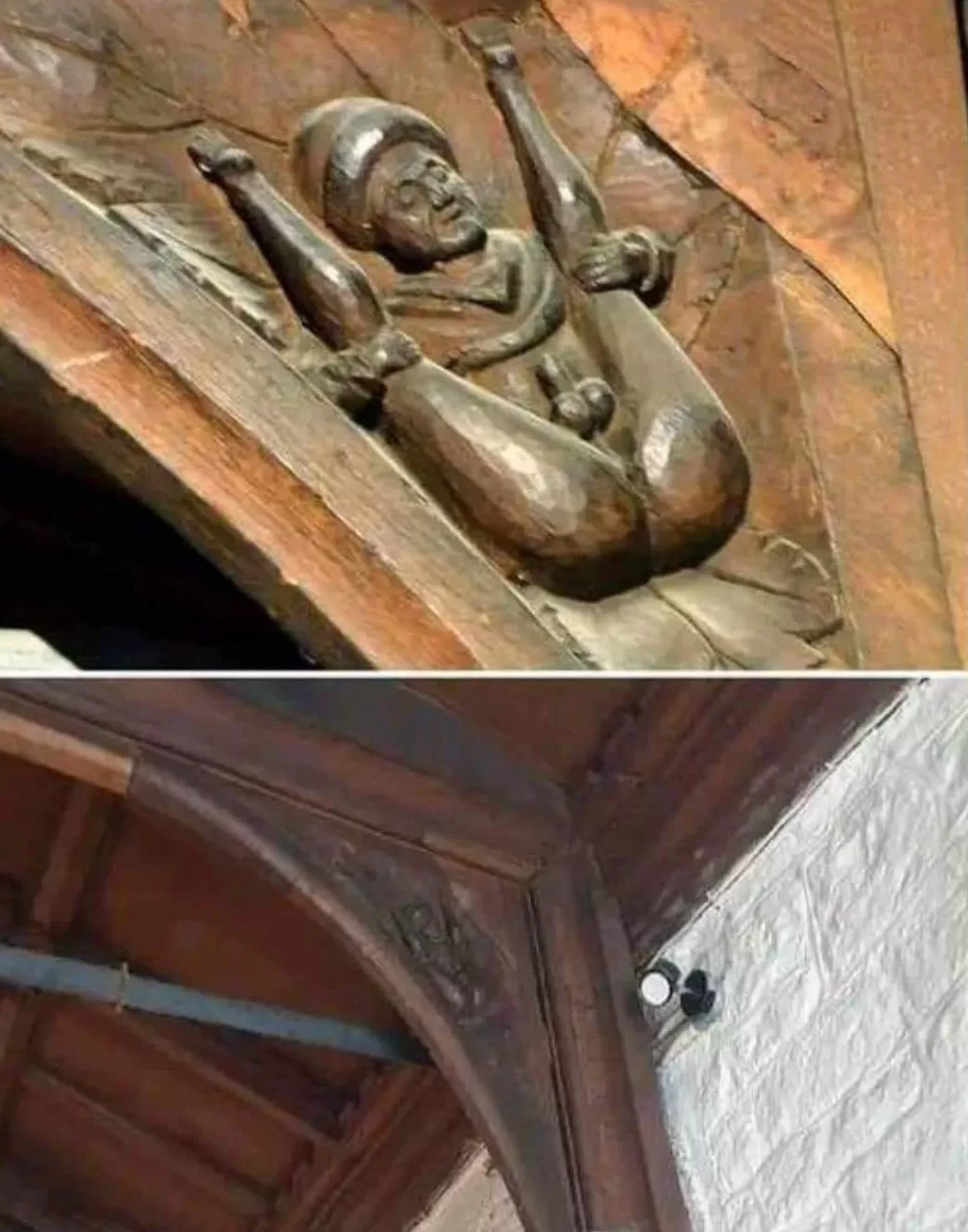 Archaeo - Histories on X: "Carpenter's 800 year-old rude carving found hidden in church ceiling : In 2021, images of an 800 year-old carving have gone viral after the X-rated art was uncovered in a public church in England. It is believed a carpenter hid the rude carving in a church roof, and it has now https://t.co/9x8on87z7t" / X