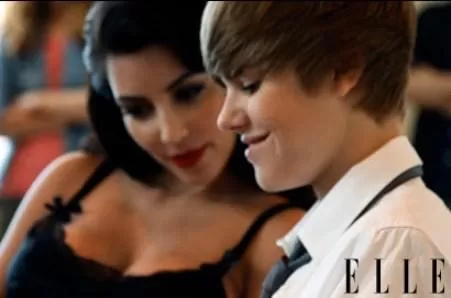 Kim Kardashian and Justin Bieber pose for Elle