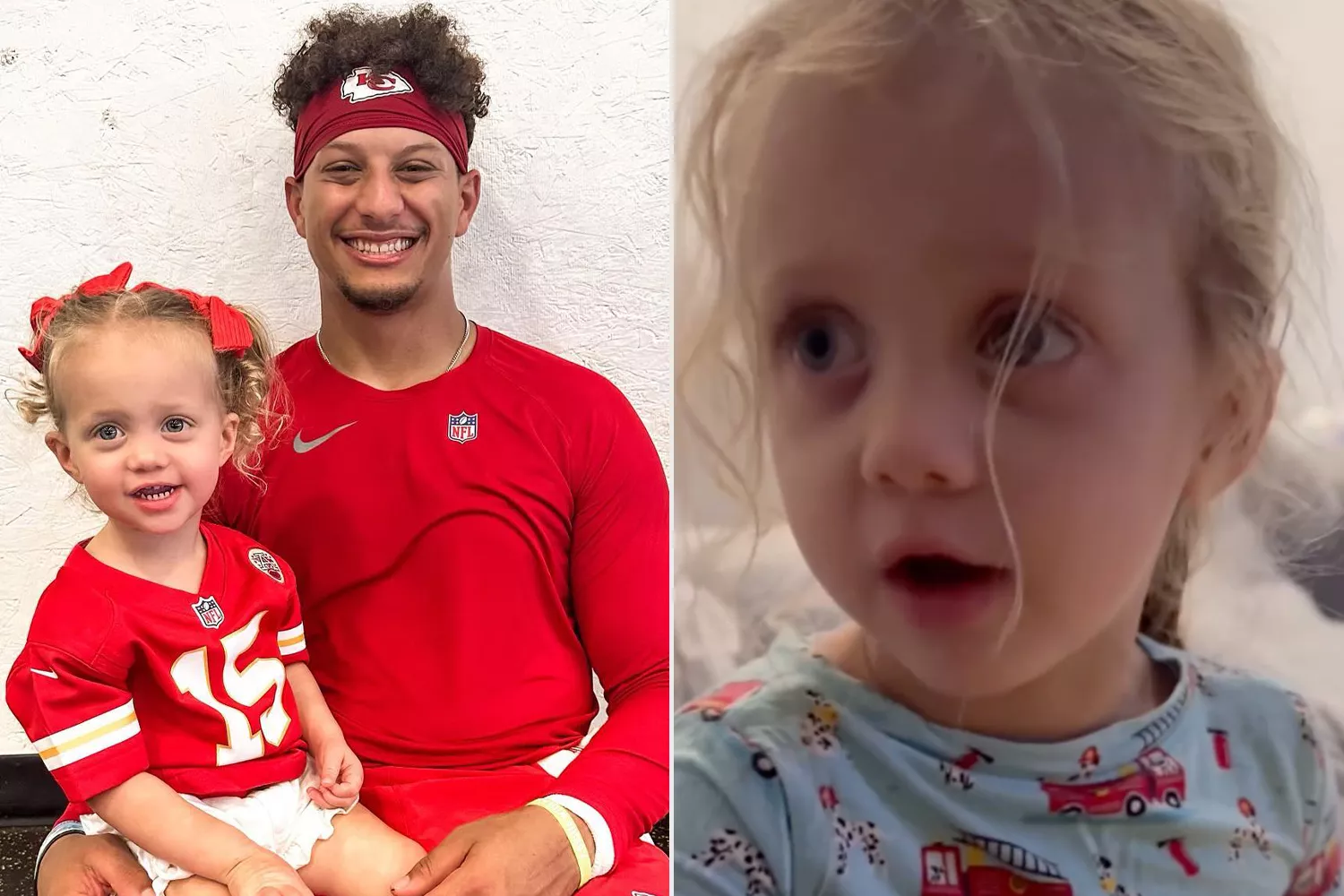 Patrick Mahomes daughter Sterling talks about how rude it is when players take the ball from her dad in a video posted by Brittany Mahomes on Instagram