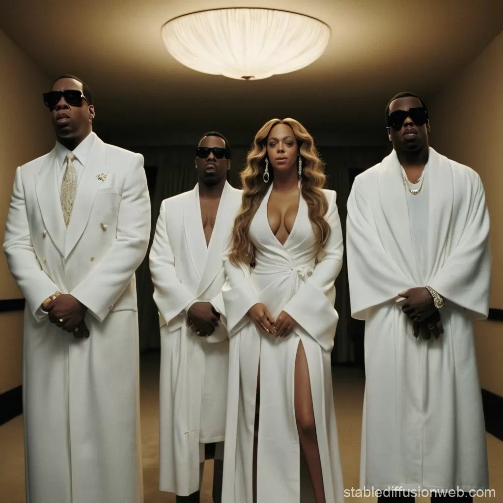 Jay Z, P Diddy, Beyonce in Dark Room | Stable Diffusion Online