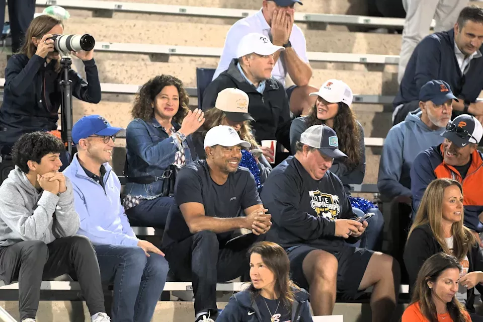 Tiger Woods cheers on daughter Sam during Benjamin's girls soccer state championship on Mar. 1, 2025.