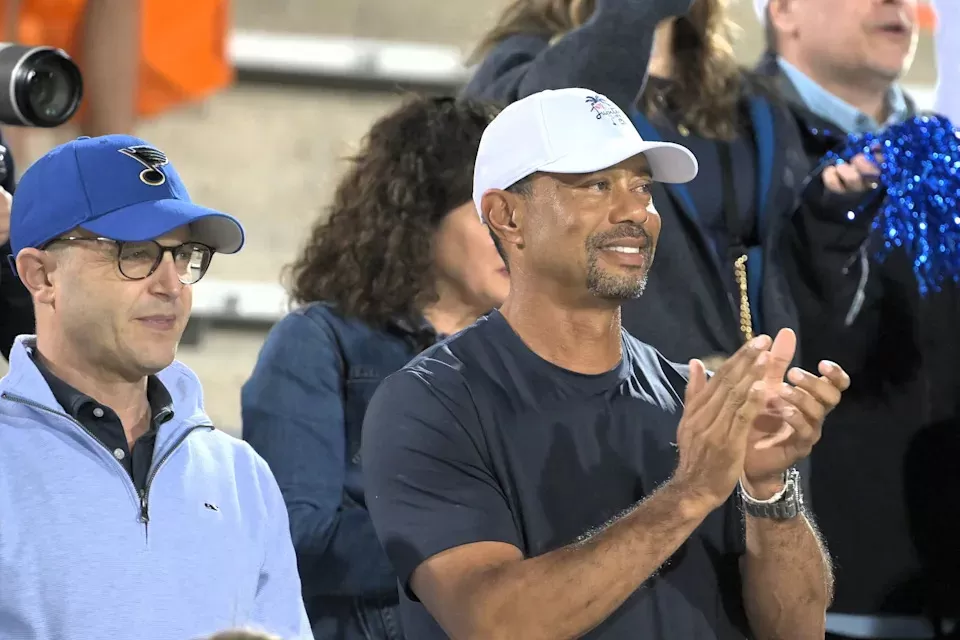 Tiger Woods cheers on daughter Sam during Benjamin's girls soccer state championship on Mar. 1, 2025.