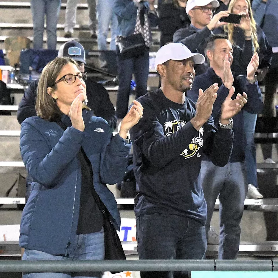 Tiger Woods cheers on daughter Sam during Benjamin's girls soccer state championship on Mar. 1, 2025.