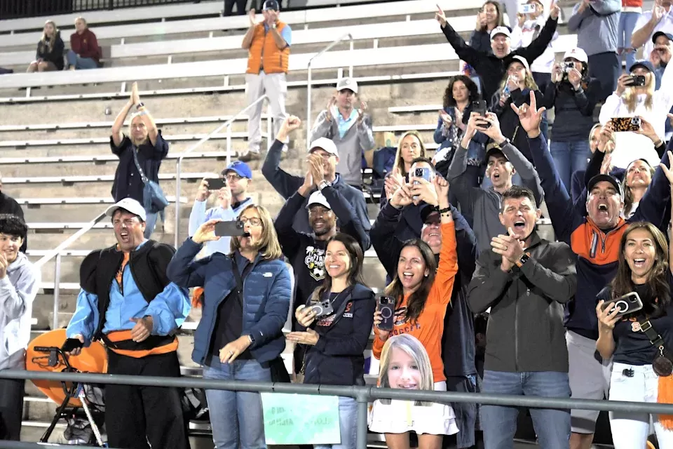 Tiger Woods cheers on daughter Sam during Benjamin's girls soccer state championship on Mar. 1, 2025.