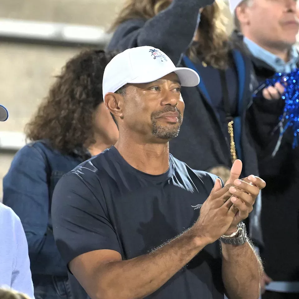 Tiger Woods cheers on daughter Sam during Benjamin's girls soccer state championship on Mar. 1, 2025.