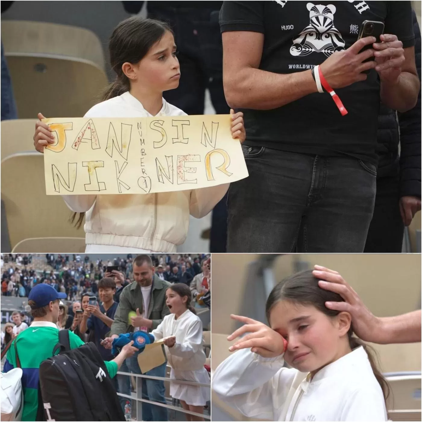 Cover Image for The little girl was in pain, but she still wanted to go see Jannik Sinner play at Roland Garros. After his victory, he gave her a gift, and she immediately started crying. What Sinner did next will melt your heart 👇