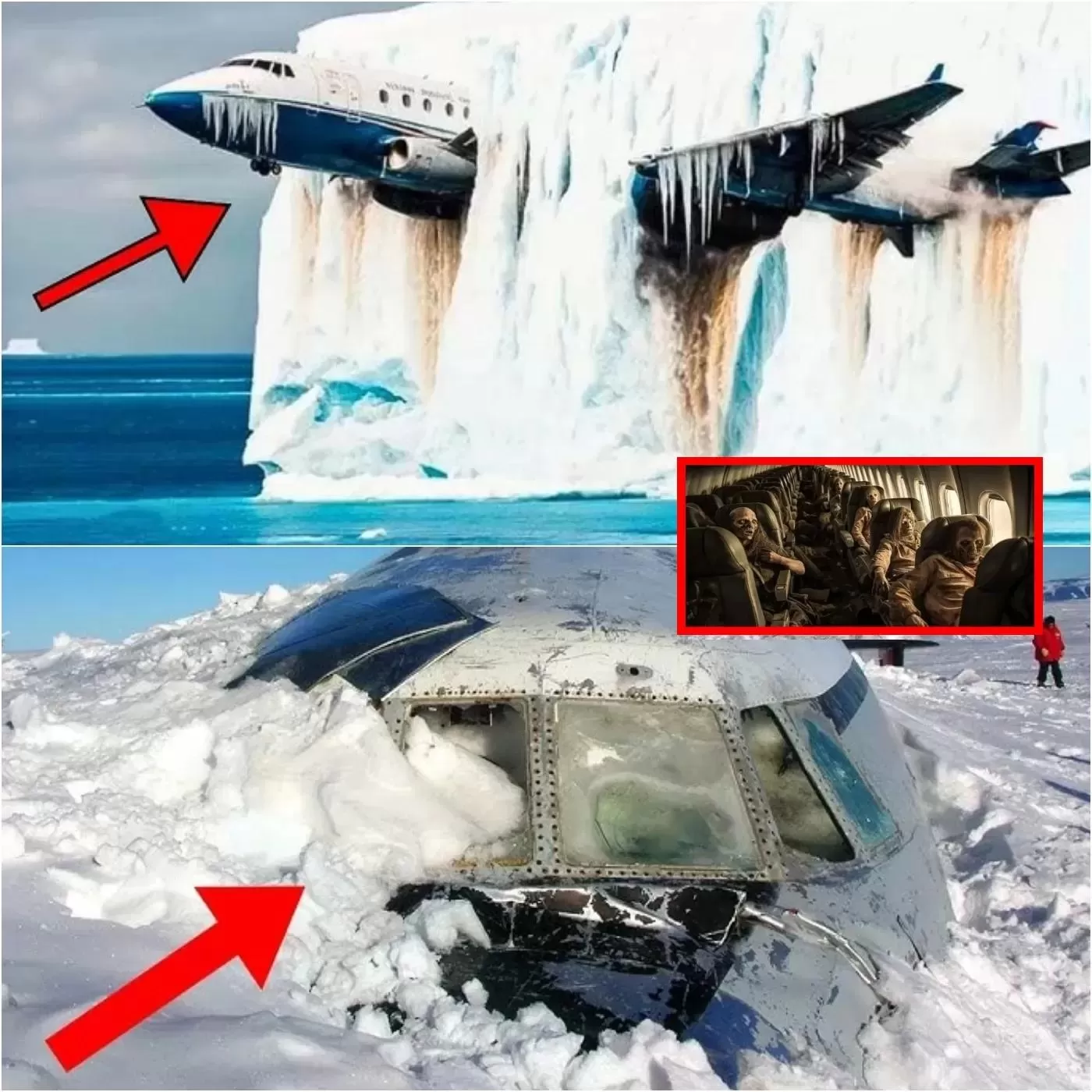 Cover Image for Los geógrafos descubrieron accidentalmente un avión de pasajeros de la década de 1950 cubierto de hielo dentro de un iceberg. Notablemente, el esqueleto interior no se había descompuesto, ¡dejando al mundo entero asombrado!