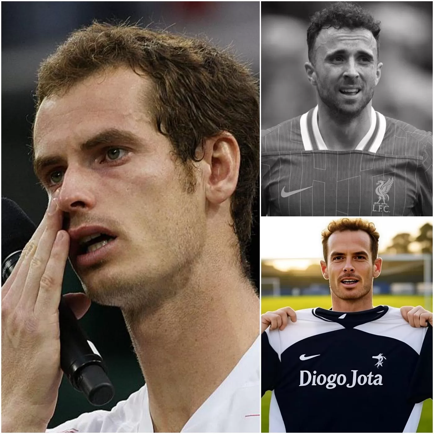Cover Image for “BREAKING NEWS” Tennis player Andy Murray, a huge football fan, especially admires Diogo Jota. To show his respect and sorrow, he honored Diogo Jota by writing his name on the back of his football shirt along with an emotional message