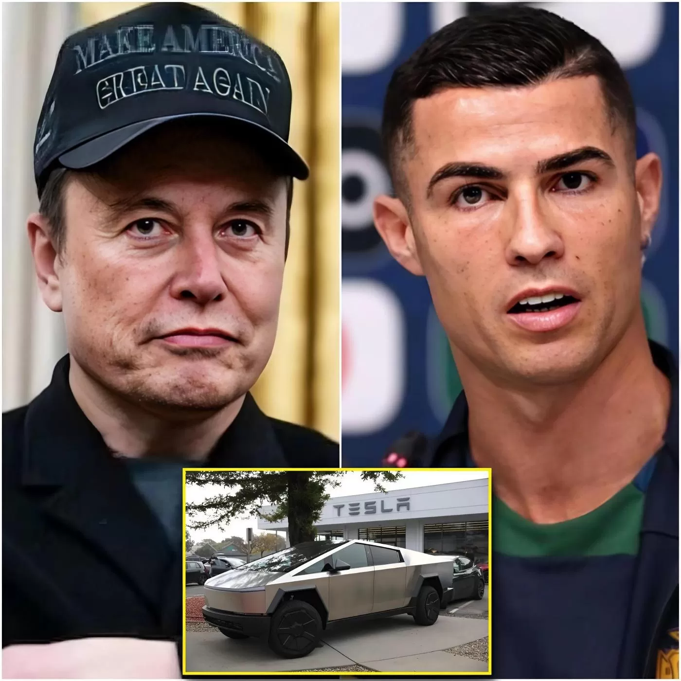 Cover Image for HACE 10 MINUTOS: Elon Musk le Ofreció a Cristiano Ronaldo 100 Millones de Dólares para Promocionar su Tesla Cybertruck, pero la Respuesta de la Estrella del Fútbol Sorprendió al Mundo.