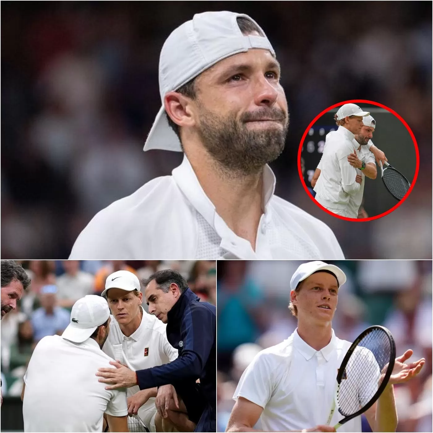 Cover Image for BREAKING NEWS : Grigor Dimitrov released a shocking statement targeting Jannik Sinner, claiming that Sinner didn’t hesitate for a moment regarding the outcome of the match and that he could have even been disqualified, but immediately rushed to his aid when he was injured: “I never thought there was someone so good in Italy! I accept defeat.”