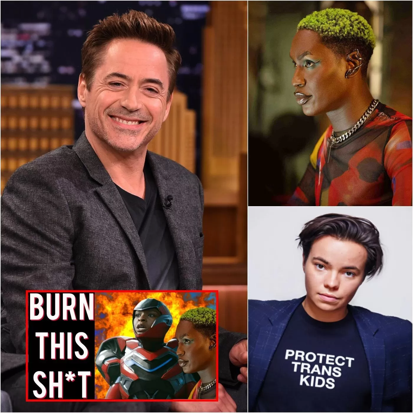 Cover Image for Robert Downey Jr. Makes Shocking 9-Word Claim After Marvel Star Boasts About First Drag Queen and Non-Binary Transgender Man in MCU