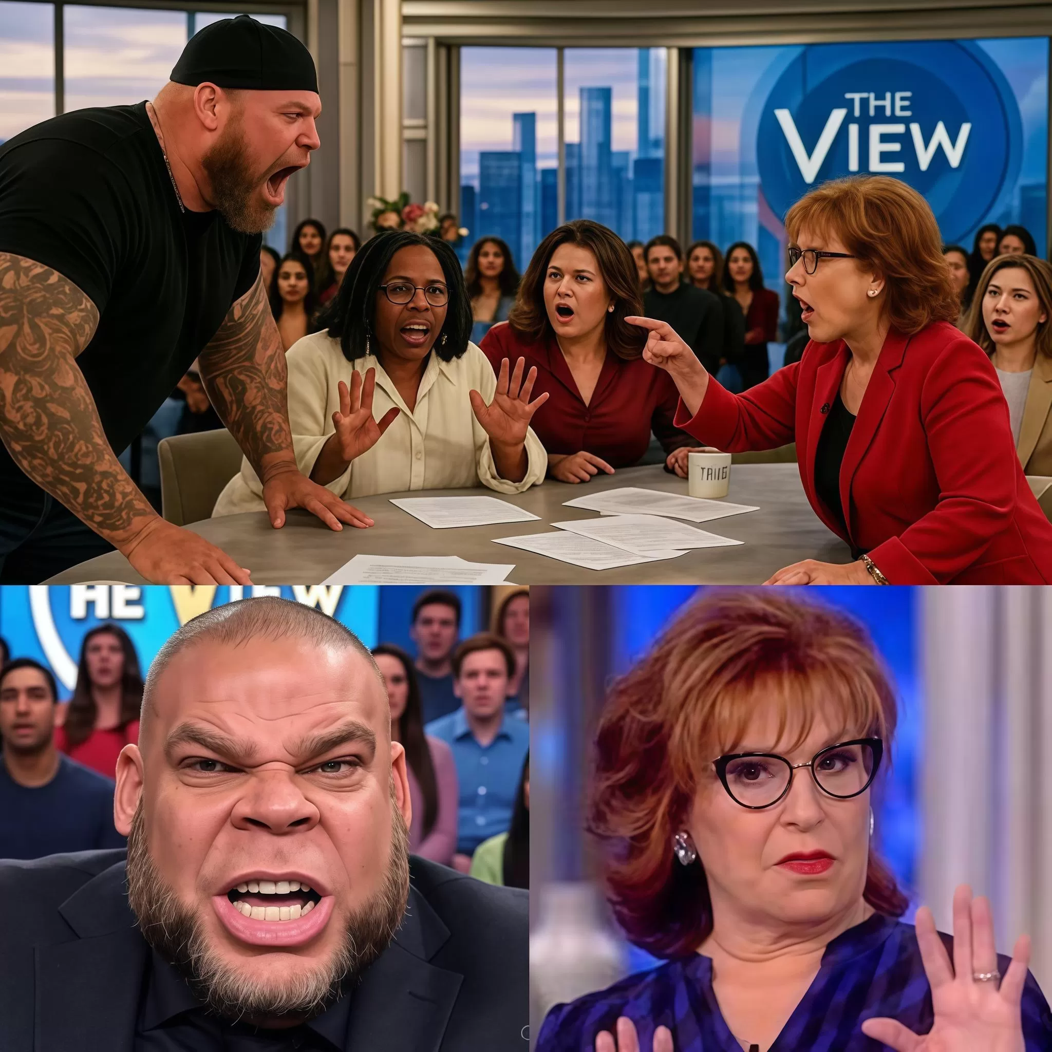 Cover Image for CHAOS ON THE SET OF “THE VIEW”: Tyrus storms off the set after accusing the show of trying to “lynch” him. Whoopi Goldberg and Joy Behar tried to intervene, but were unsuccessful.