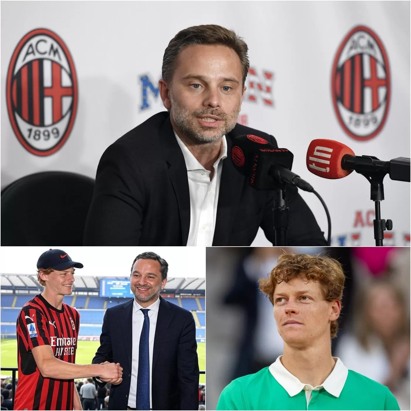 Cover Image for 10 MINUTI FA: Giorgio Furlani, amministratore delegato del AC Milan, ha fatto urlare l’Italia con una proposta da 50 milioni di dollari per far indossare a Jannik Sinner la maglia e i pantaloni del Milan, insieme alla racchetta con il logo distintivo del club, durante il prossimo torneo US Open. In risposta, Sinner ha detto solo 4 parole semplici e ha fatto una richiesta che ha lasciato Giorgio Furlani senza parole, suscitando l’entusiasmo dei fan: “PERCHÉ SOLO ORA SCOPRO CHE L’ITALIA HA UN TENNISTA COME LUI?”
