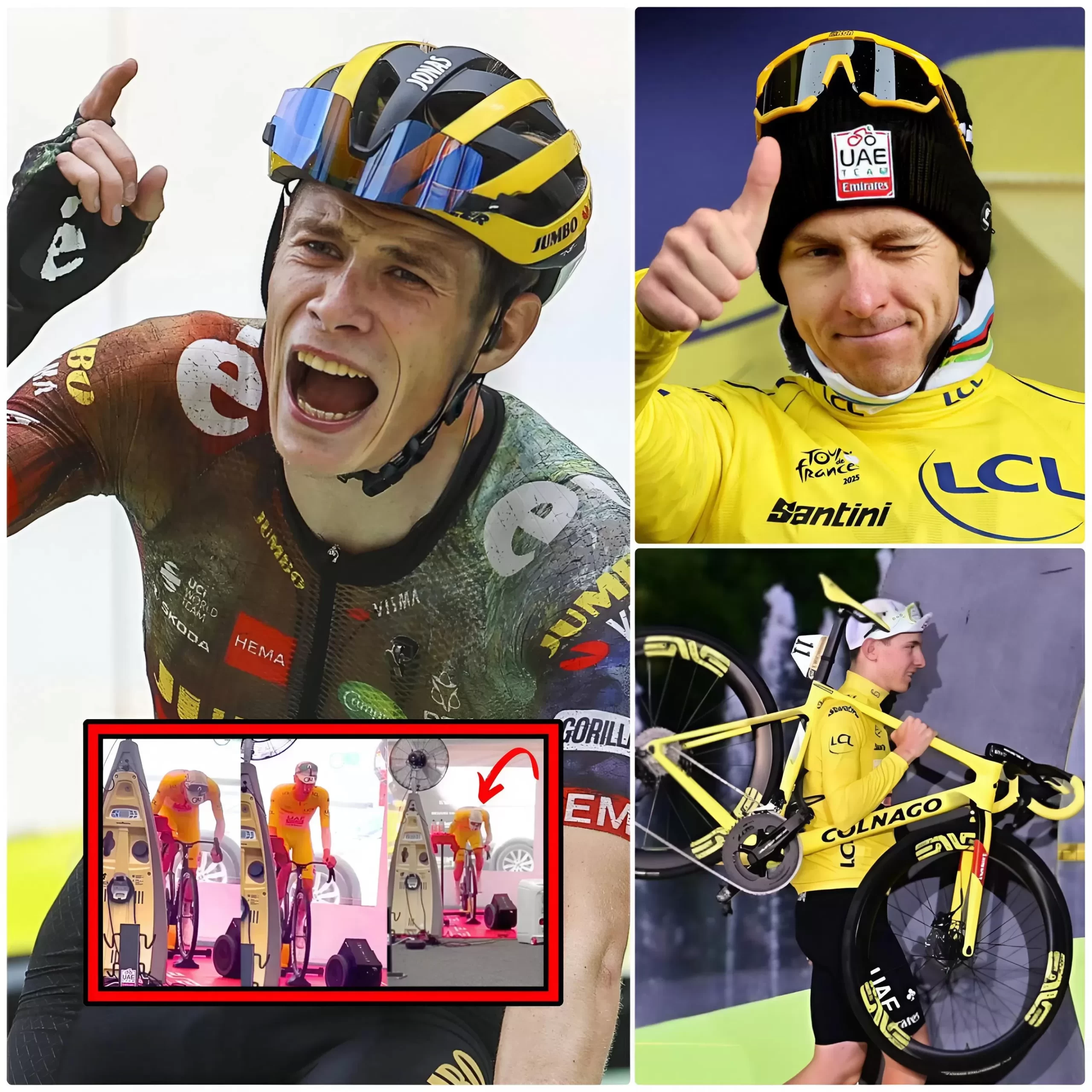 Cover Image for 🚴‍♂️Jonas Vingegaard breaks the silence and says “YOU’RE CRAZY” – Pogačar does this before every stage putting pressure on the entire Tour de France with a warm-up that “PASSES THE LIMITS OF THE HUMAN BODY” that no one dares to imitate, and this move forced a Jumbo-Visma rider to stop mid-session