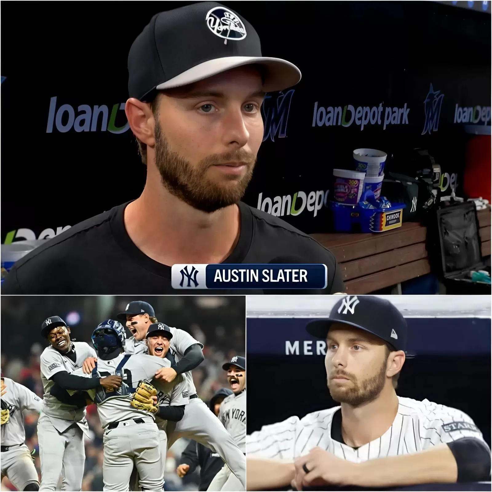 Cover Image for “I came to the New York Yankees because of him. Playing alongside him is my dream,” Austin Slater shared, surprising everyone in his first interview in a Yankees uniform.