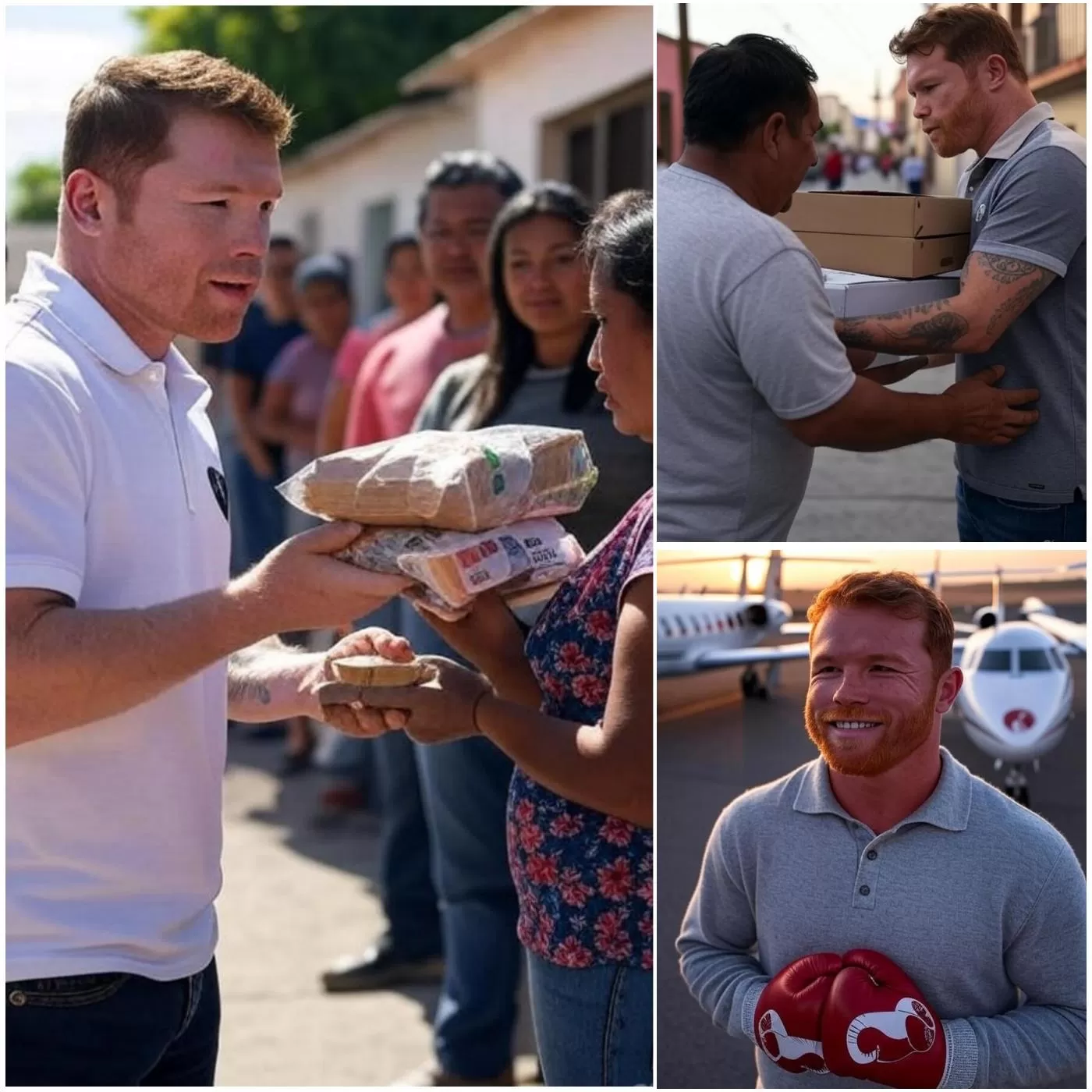 Cover Image for 💖What seemed like a routine cargo operation turned into a heartwarming revelation when five private planes landed, each bearing the iconic emblem of boxing legend Canelo Álvarez — the man quietly orchestrating one of the most generous acts of the year.