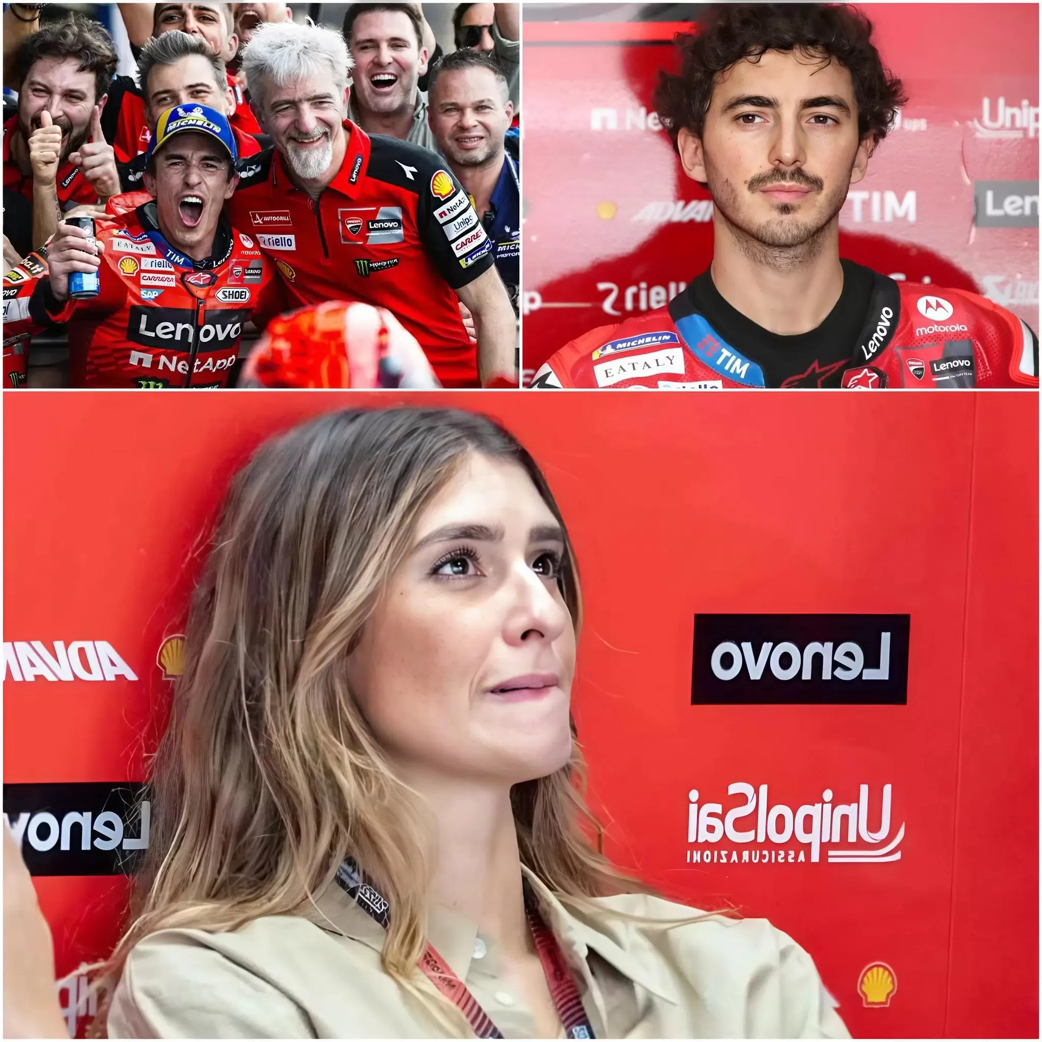Cover Image for Bagnaia’s wife reveals that her husband “lost his way,” accuses the team of favoring Marc Márquez, and exposes internal truths.