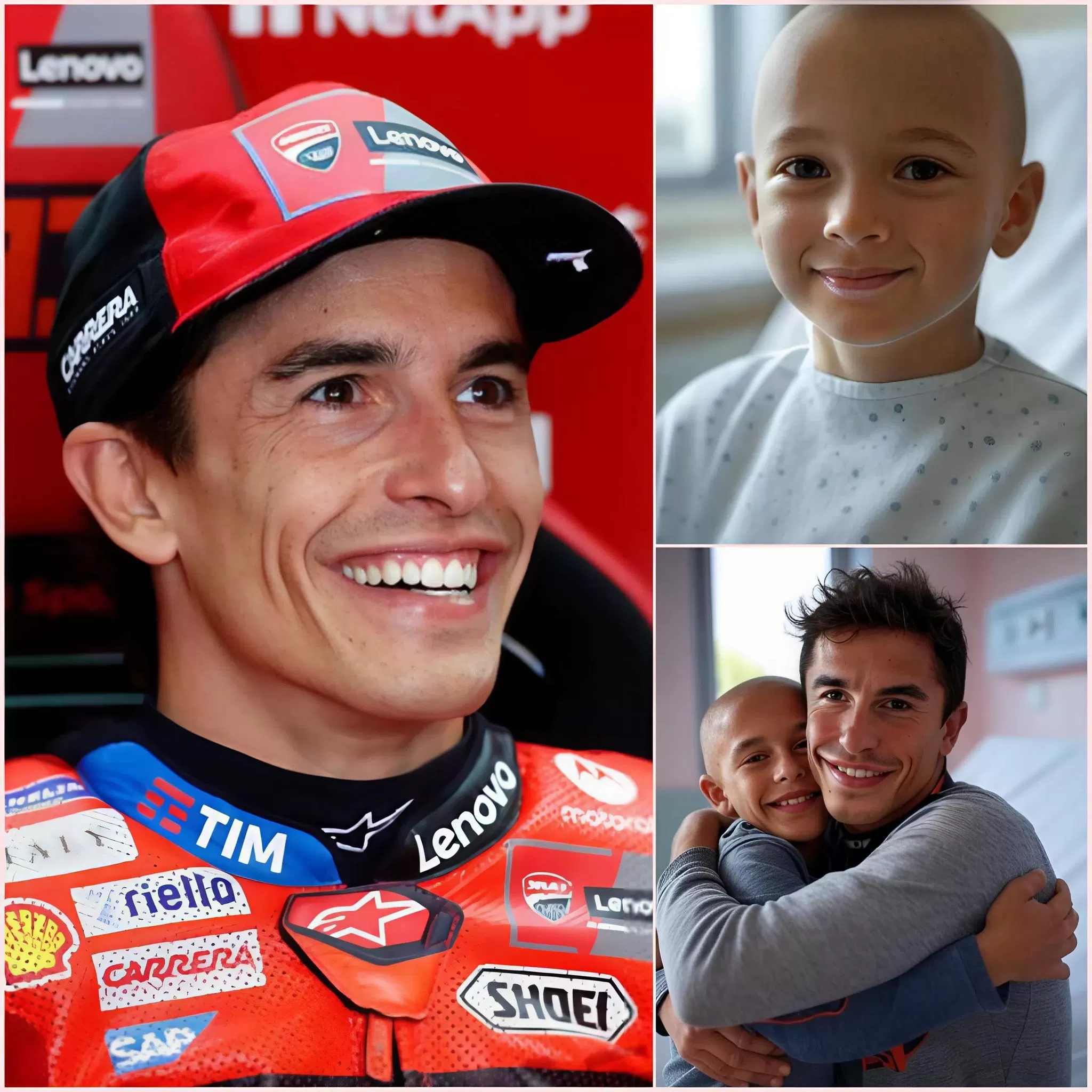 Cover Image for A 7-year-old boy battling a malignant brain tumor has made his final wish known: he wants to call his hero, Marc Marquez. But what Marc Marquez did was more than just a phone call; it was something much bigger, and both the hospital and his family were stunned! Read more in the comments👇👇