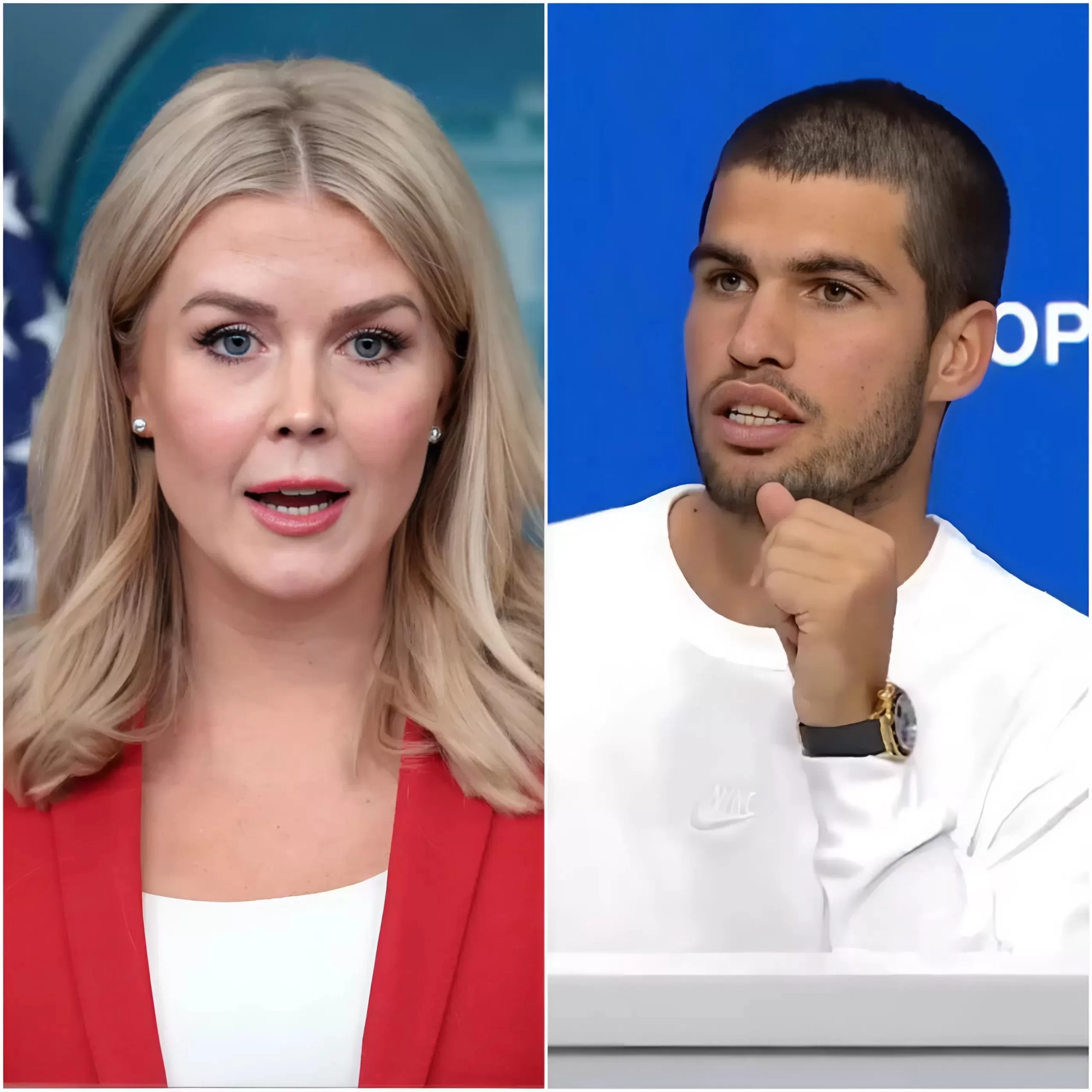 Cover Image for 🔴😱 “Siéntate, Barbie.” — Carlos Alcaraz sorprendió a todos al llamar a Karoline Leavitt una marioneta de T.r.u.m.p en vivo, después de que Leavitt lo insultara y lo llamara “basura española.” Con solo 12 palabras, Alcaraz dejó a Karoline Leavitt sin palabras. Leavitt intentó responder, pero se enfrentó a una dura verdad por parte de la leyenda del tenis, que dejó a todo el estudio en silencio y atónitos. La audiencia estalló en aplausos, se levantó y comenzó a vitorear.