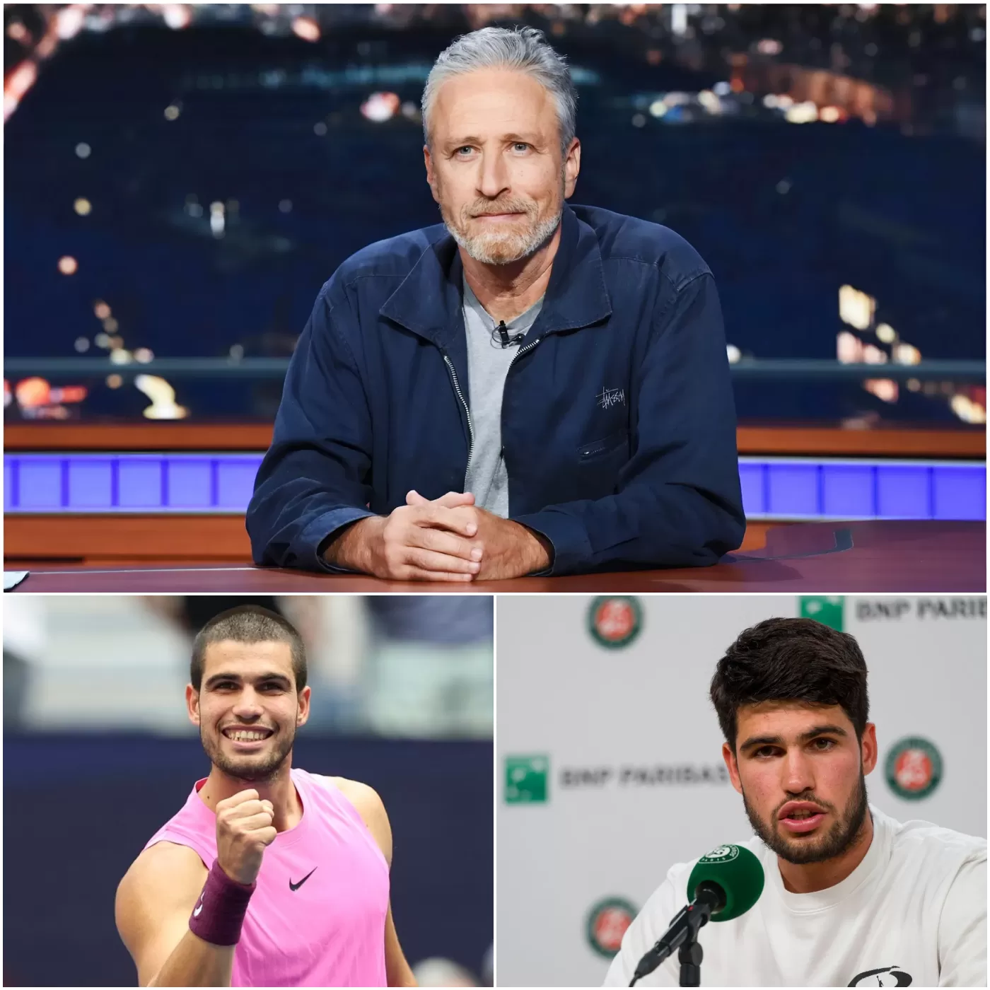 Cover Image for 🎥📱“¿Eso lo llamas merecido? Qué tierno, especialmente viniendo de ti.” Carlos Alcaraz entró, con sus frases ya ensayadas para recibir aplausos, en un programa que celebra los jóvenes talentos del tenis en Estados Unidos. La sala era suya, hasta que Jon Stewart hizo una pregunta. Todo comenzó con una sonrisa astuta, un golpe bien ensayado y una mirada despectiva que ponía en duda el talento de Alcaraz. Pero en solo unos segundos, el ambiente cambió. Con una sola línea, Alcaraz lo dio vuelta todo. Sin gritar. Sin insultos. Solo un mensaje preciso y afilado, lo suficientemente afilado como para que ni Jon Stewart supiera a dónde mirar.